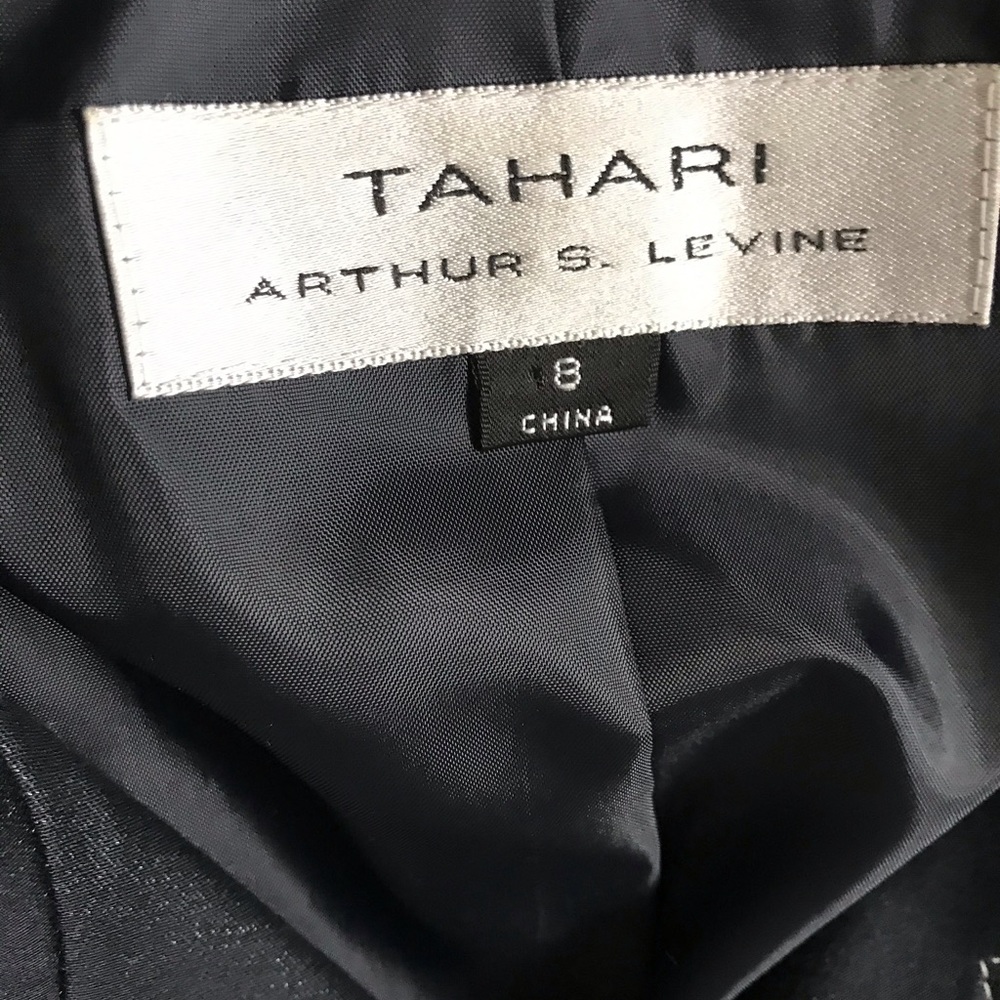 Tahari Black Long Jacket with Contrast Stitching - Picture 4 of 5